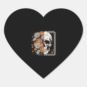 Floral Fall Skeleton Boho Halloween Heart Sticker