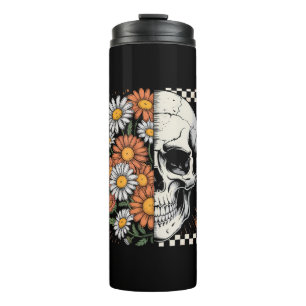 Floral Fall Skeleton Boho Halloween Thermal Tumbler