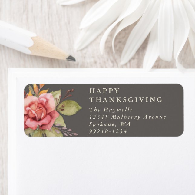 Floral Fall/Thanksgiving Message Return Address (Insitu)