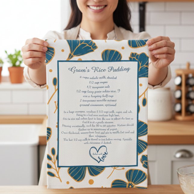 Floral Family Recipe Keepsake Custom  Kitchen Towel (Creator Uploaded)