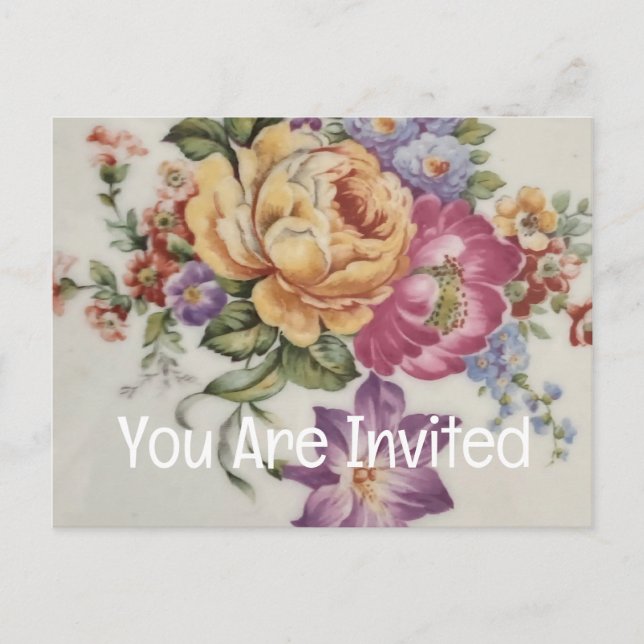 Floral Fancy   Invitation Postcard (Front)