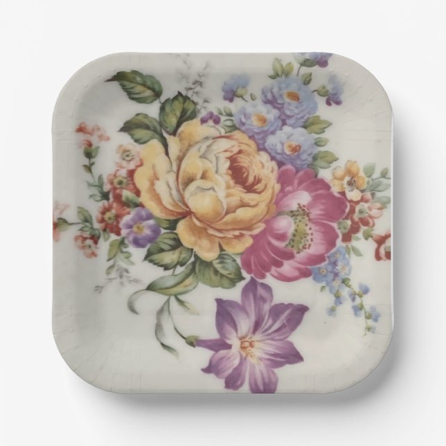 Floral Fancy  Paper Plate (Front)