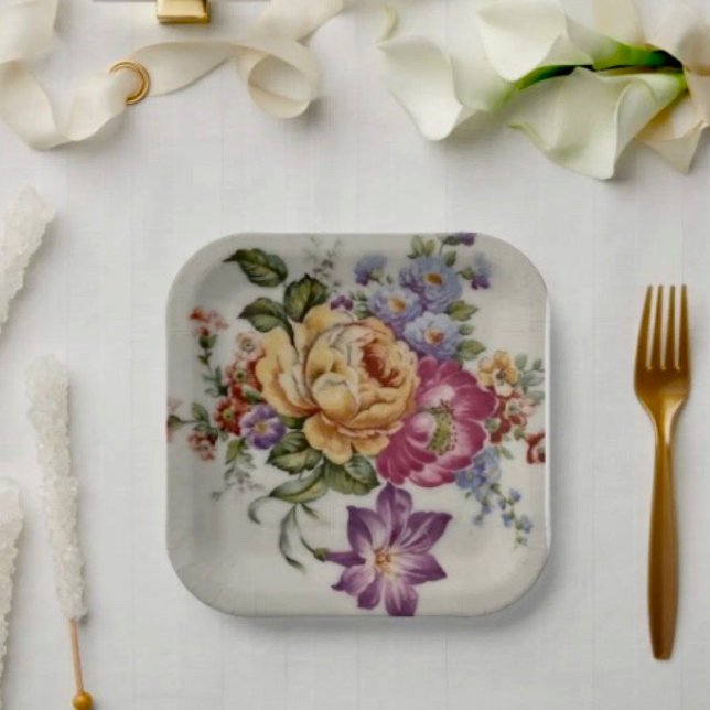 Floral Fancy  Paper Plate (Floral Fancy Paper Plates Durable paper stock FDA compliant food safety. 

)