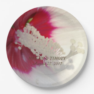 Floral Fancy Pink White Elegant Glamour Paper Plat Paper Plate