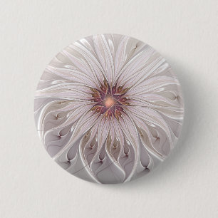 Floral Fantasy, Abstract Modern Pastel Flower 2 Inch Round Button