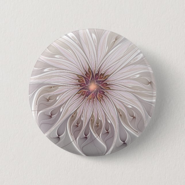 Floral Fantasy, Abstract Modern Pastel Flower 2 Inch Round Button (Front)