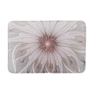 Floral Fantasy, Abstract Modern Pastel Flower Bath Mat
