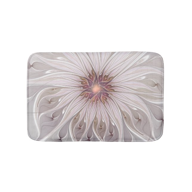 Floral Fantasy, Abstract Modern Pastel Flower Bath Mat (Front)