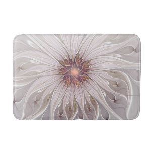 Floral Fantasy, Abstract Modern Pastel Flower Bath Mat