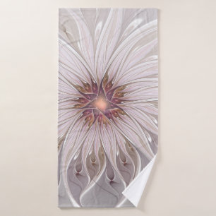 Floral Fantasy, Abstract Modern Pastel Flower Bath Towel