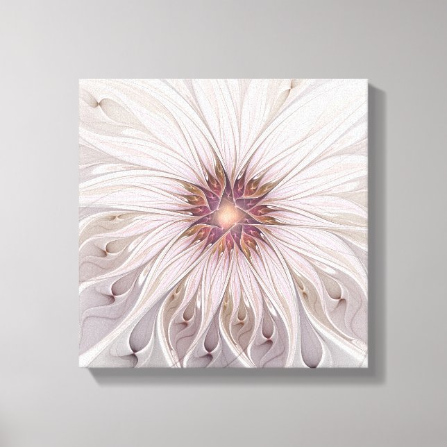 Floral Fantasy, Abstract Modern Pastel Flower Canvas Print (Front)