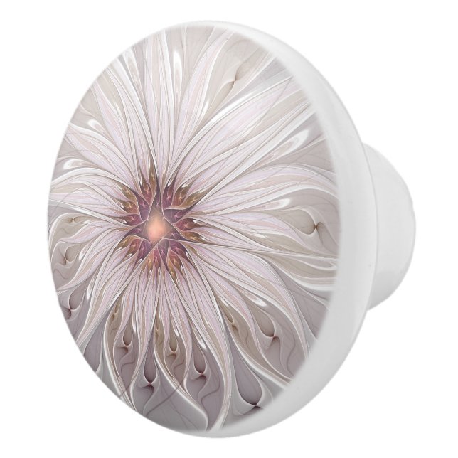 Floral Fantasy, Abstract Modern Pastel Flower Ceramic Knob (Right)