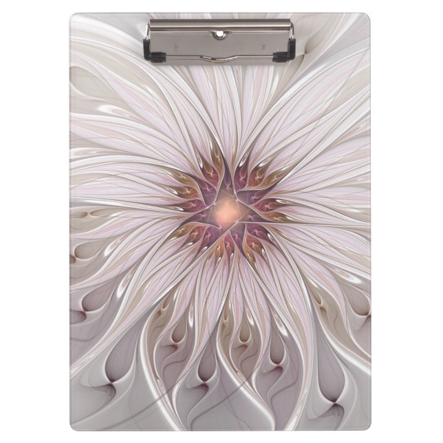 Floral Fantasy, Abstract Modern Pastel Flower Clipboard (Front)