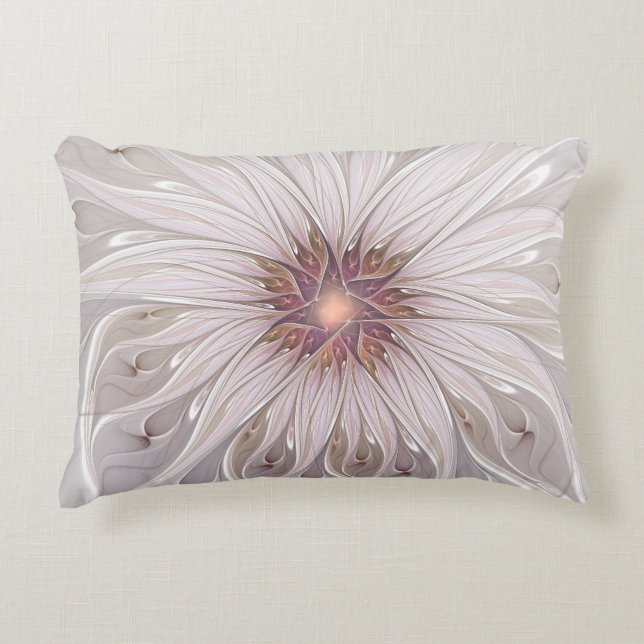 Floral Fantasy, Abstract Modern Pastel Flower Decorative Pillow (Front)