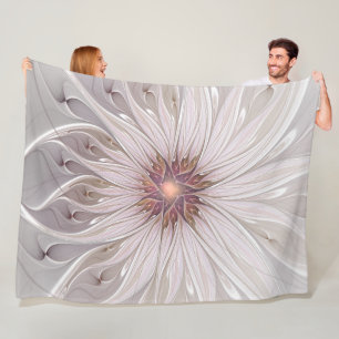 Floral Fantasy, Abstract Modern Pastel Flower Fleece Blanket