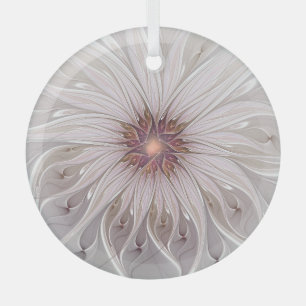 Floral Fantasy, Abstract Modern Pastel Flower Glass Ornament