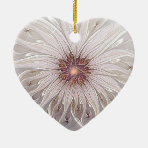 Floral Fantasy Abstract Modern Pastel Flower Heart Ceramic Ornament