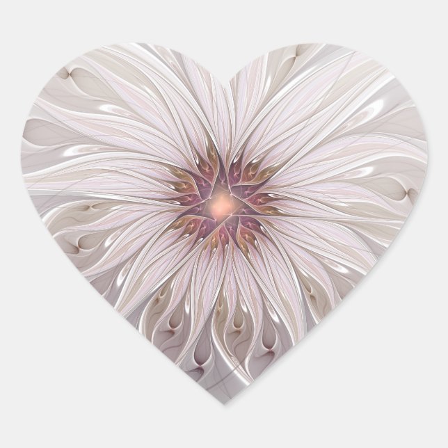 Floral Fantasy, Abstract Modern Pastel Flower Heart Sticker (Front)