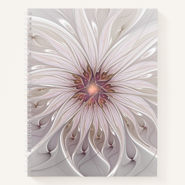 Floral Fantasy, Abstract Modern Pastel Flower Notebook (Front)