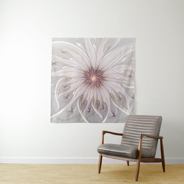 Floral Fantasy, Abstract Modern Pastel Flower Tapestry (In Situ)