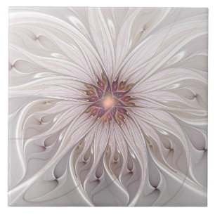 Floral Fantasy, Abstract Modern Pastel Flower Tile