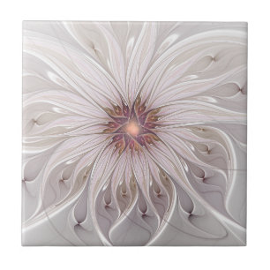 Floral Fantasy, Abstract Modern Pastel Flower Tile