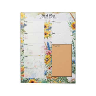 Floral Fantasy Blank 7 Day Meal Planner Notepad