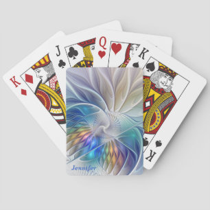 Floral Fantasy, Colourful Abstract Flower Name Playing Cards