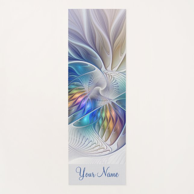 Floral Fantasy, Colourful Abstract Fractal Art Nam Yoga Mat (Front)