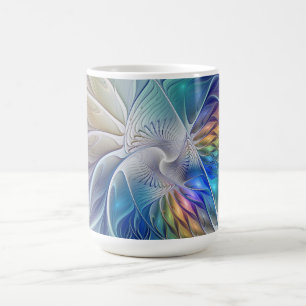 Floral Fantasy, Colourful Abstract Fractal Flower Coffee Mug