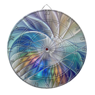 Floral Fantasy, Colourful Abstract Fractal Flower Dartboard