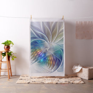 Floral Fantasy, Colourful Abstract Fractal Flower Fabric