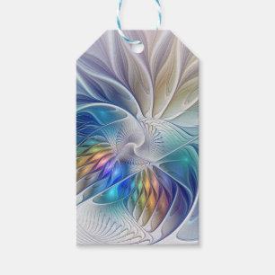 Floral Fantasy, Colourful Abstract Fractal Flower Gift Tags