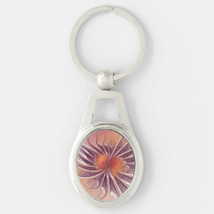 Floral Fantasy, Colourful Abstract Fractal Flower. Keychain