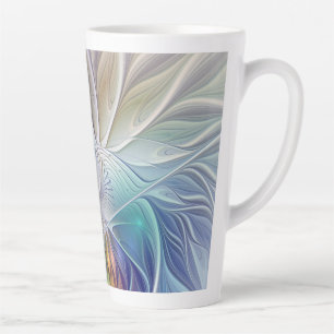 Floral Fantasy, Colourful Abstract Fractal Flower Latte Mug