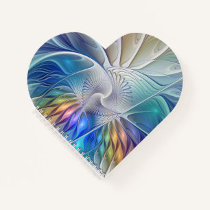 Floral Fantasy, Colourful Abstract Fractal Flower Notebook