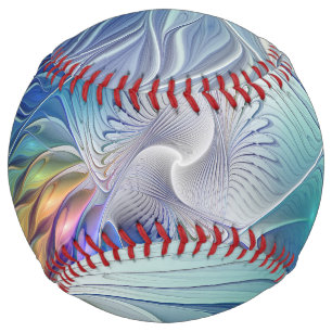 Floral Fantasy, Colourful Abstract Fractal Flower Softball