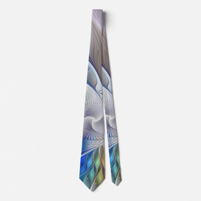 Floral Fantasy, Colourful Abstract Fractal Flower Tie (Front)