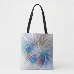 Floral Fantasy, Colourful Abstract Fractal Flower Tote Bag