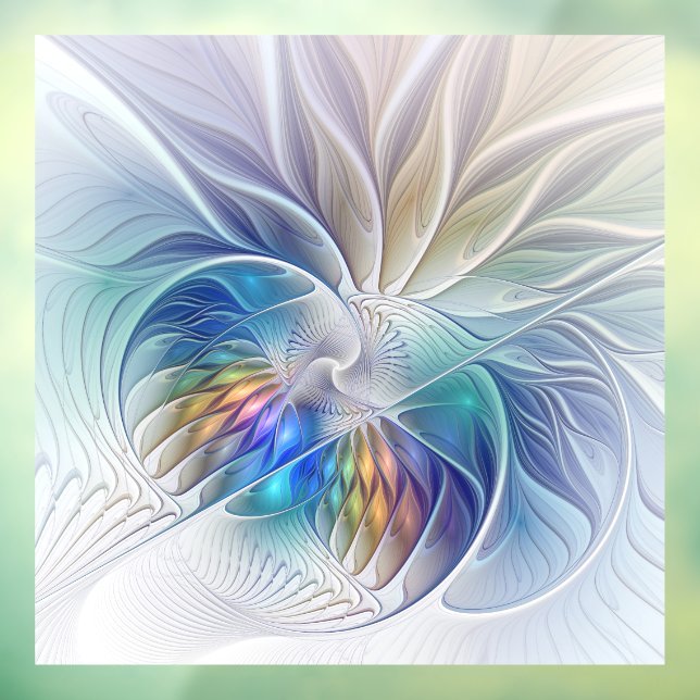 Floral Fantasy, Colourful Abstract Fractal Flower Window Cling (Sheet 3)
