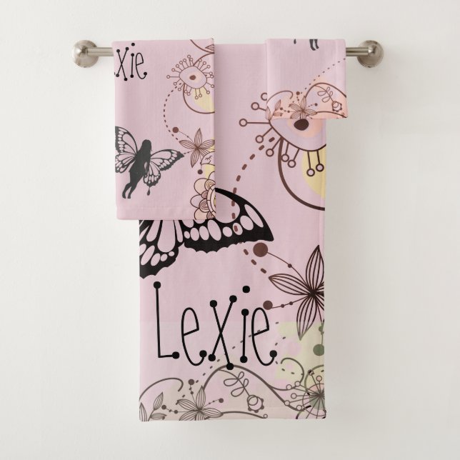 Floral Fantasy Fairies Personalized Bath Towel Set (Insitu)
