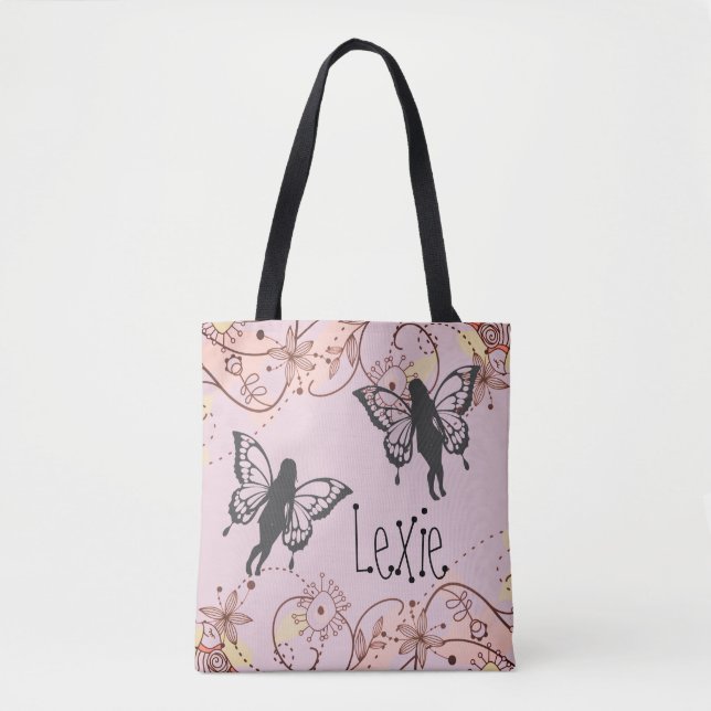 Floral Fantasy Fairies Personalized Tote Bag (Front)
