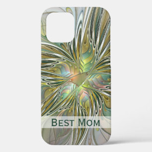 Floral Fantasy Fractal Flower With Gold Best Mom iPhone 12 Case