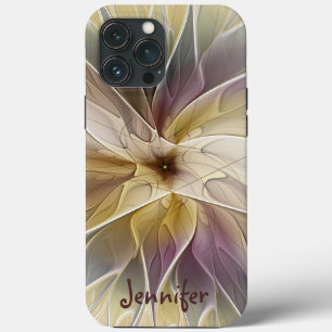 Floral Fantasy Gold Aubergine Abstract Art Name iPhone 13 Pro Max Case
