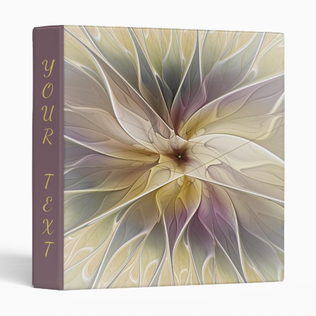 Floral Fantasy Gold Aubergine Abstract Art Text Binder (Front/Spine)