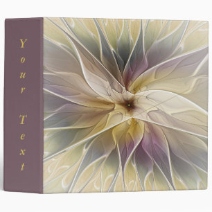 Floral Fantasy Gold Aubergine Abstract Art Text Binder