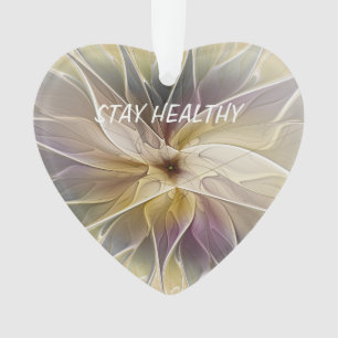 Floral Fantasy Gold Aubergine Abstract Art Text Ornament