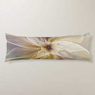 Floral Fantasy Gold Aubergine Abstract Fractal Art Body Pillow