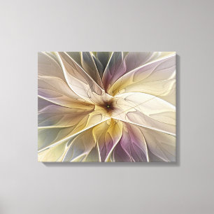 Floral Fantasy Gold Aubergine Abstract Fractal Art Canvas Print