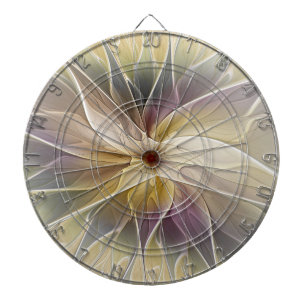 Floral Fantasy Gold Aubergine Abstract Fractal Art Dartboard